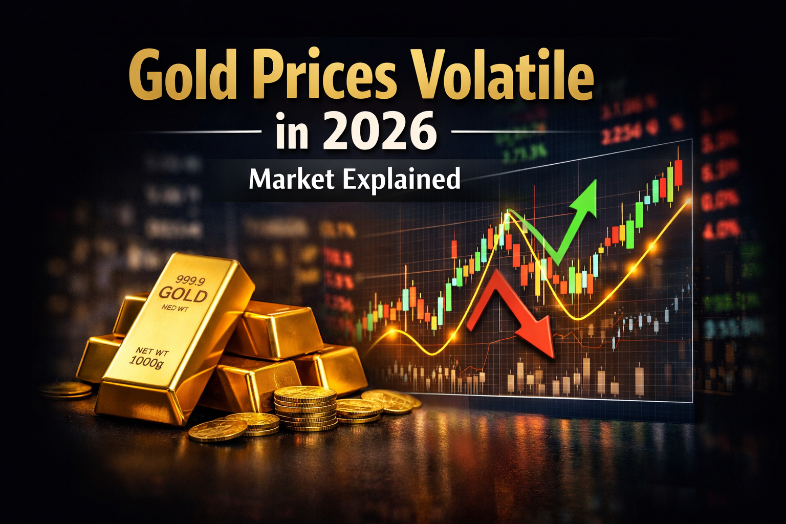 Gold bars with financial chart showing price fluctuations in 2026