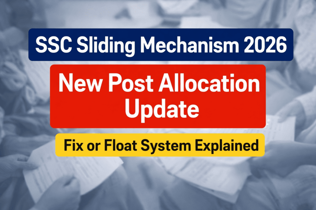 SSC Sliding Mechanism 2026 new post allocation update for qualified candidates