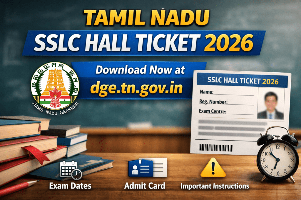 Tamil Nadu SSLC Hall Ticket 2026 download at dge.tn.gov.in for Class 10 students