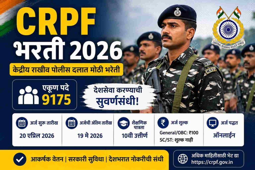 CRPF Constable Bharti 2026 Notification Marathi