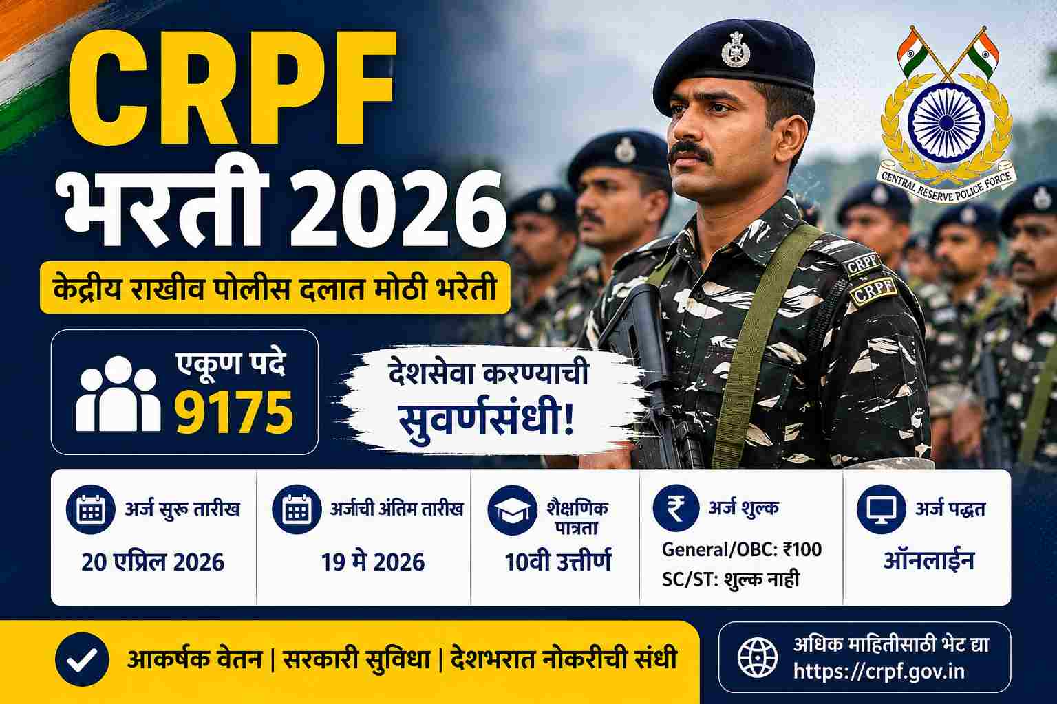 CRPF Constable Bharti 2026 Notification Marathi